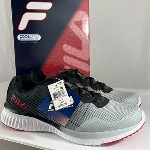 NEW Mens FILA Memory Foam CoolMax Geosonic Running Shoes Sz 11.5 Grey Black Red